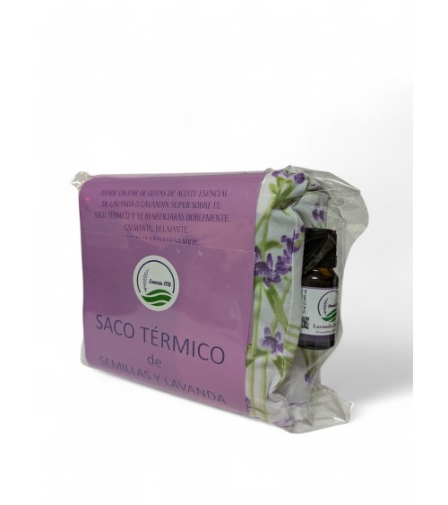 SACO TÉRMICO CON FUNDA ESTAMPADA + ACEITE ESENCIAL LAVANDIN