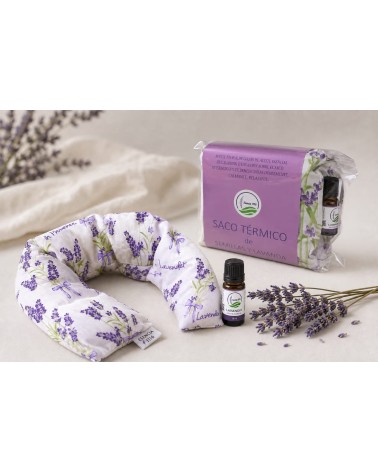 SACO TÉRMICO CON FUNDA ESTAMPADA + ACEITE ESENCIAL LAVANDIN